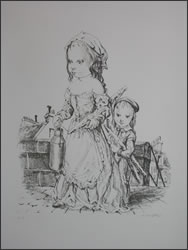 パンとミルクポットを持つ子供たち